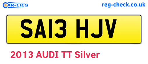 SA13HJV are the vehicle registration plates.