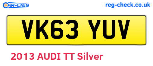 VK63YUV are the vehicle registration plates.