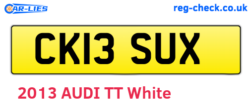 CK13SUX are the vehicle registration plates.