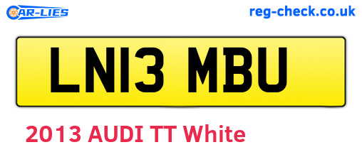 LN13MBU are the vehicle registration plates.