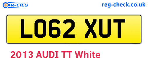 LO62XUT are the vehicle registration plates.