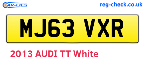 MJ63VXR are the vehicle registration plates.