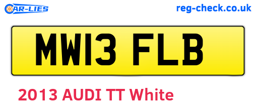 MW13FLB are the vehicle registration plates.