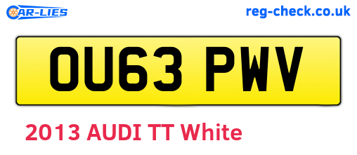 OU63PWV are the vehicle registration plates.