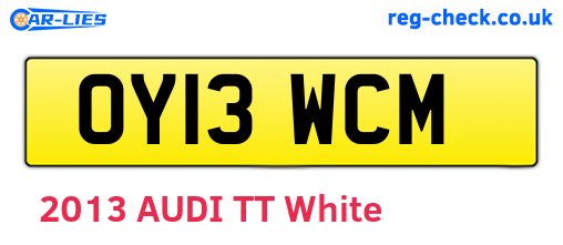 OY13WCM are the vehicle registration plates.