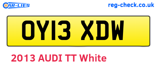 OY13XDW are the vehicle registration plates.