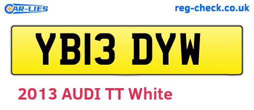 YB13DYW are the vehicle registration plates.