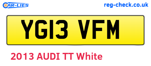 YG13VFM are the vehicle registration plates.