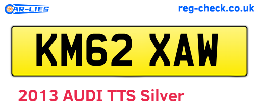 KM62XAW are the vehicle registration plates.
