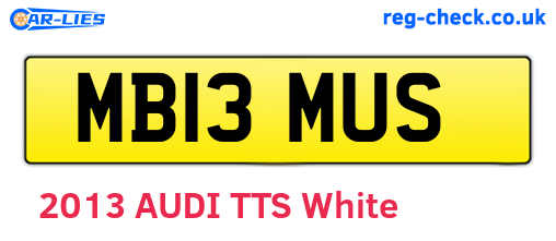 MB13MUS are the vehicle registration plates.