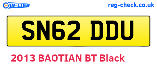 SN62DDU are the vehicle registration plates.