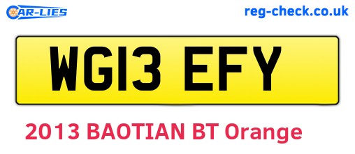 WG13EFY are the vehicle registration plates.