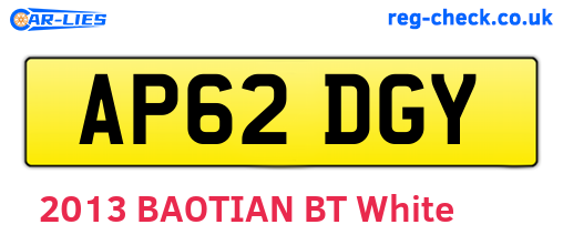 AP62DGY are the vehicle registration plates.