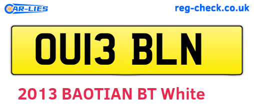 OU13BLN are the vehicle registration plates.