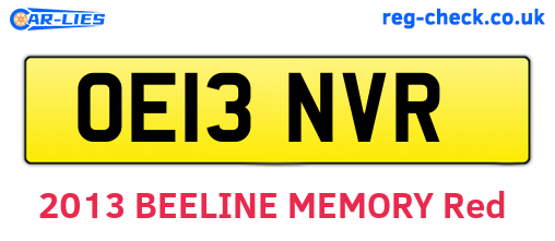 OE13NVR are the vehicle registration plates.