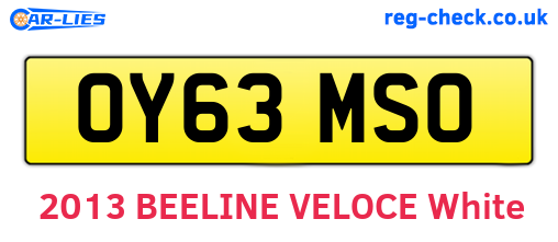 OY63MSO are the vehicle registration plates.