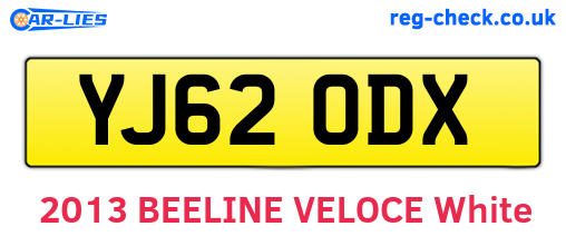 YJ62ODX are the vehicle registration plates.