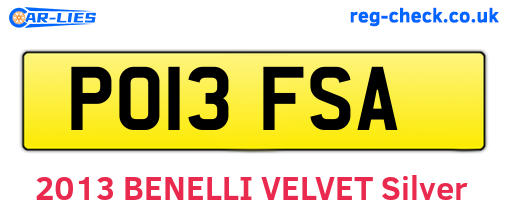 PO13FSA are the vehicle registration plates.