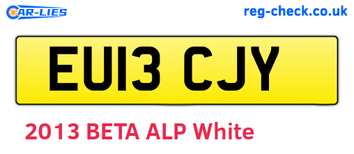 EU13CJY are the vehicle registration plates.
