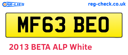 MF63BEO are the vehicle registration plates.