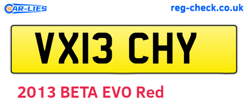 VX13CHY are the vehicle registration plates.