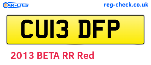 CU13DFP are the vehicle registration plates.