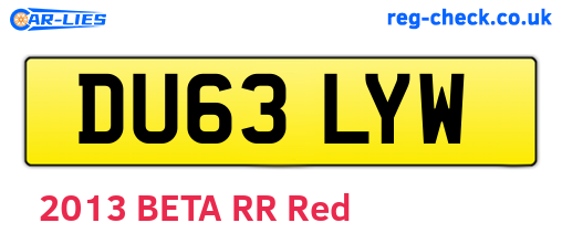 DU63LYW are the vehicle registration plates.