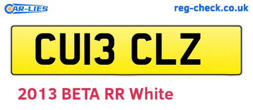CU13CLZ are the vehicle registration plates.