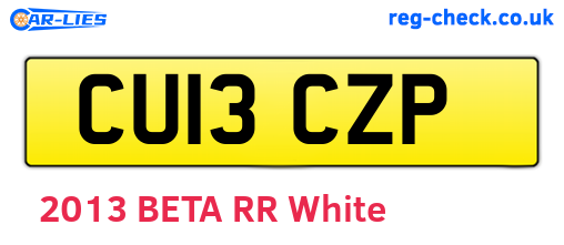 CU13CZP are the vehicle registration plates.