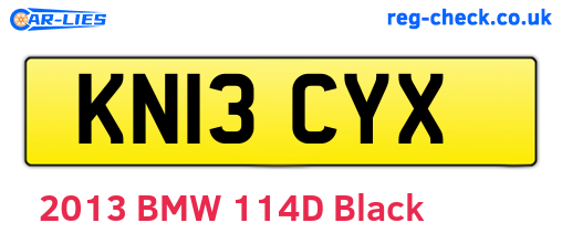 KN13CYX are the vehicle registration plates.