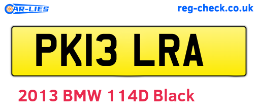 PK13LRA are the vehicle registration plates.