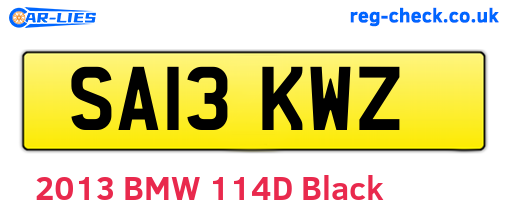 SA13KWZ are the vehicle registration plates.