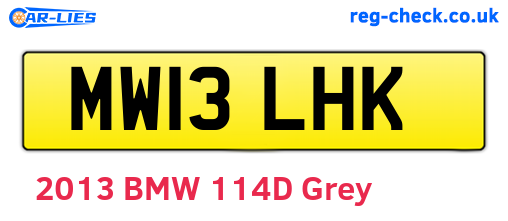MW13LHK are the vehicle registration plates.