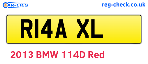 R14AXL are the vehicle registration plates.
