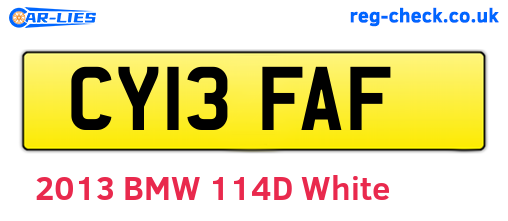 CY13FAF are the vehicle registration plates.