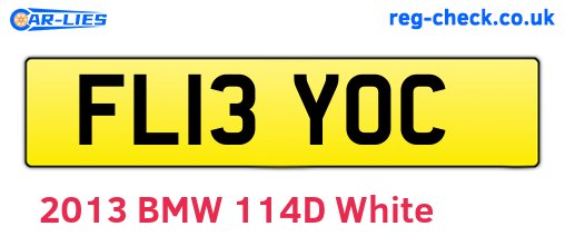 FL13YOC are the vehicle registration plates.