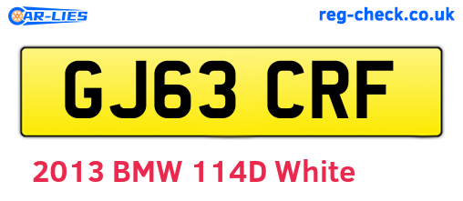 GJ63CRF are the vehicle registration plates.