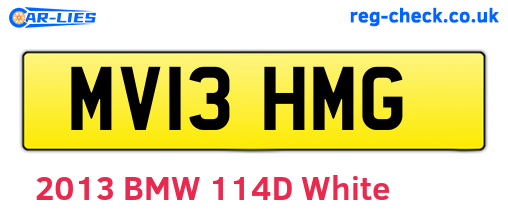 MV13HMG are the vehicle registration plates.