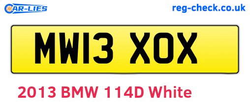 MW13XOX are the vehicle registration plates.