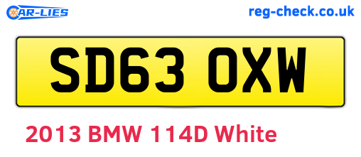 SD63OXW are the vehicle registration plates.