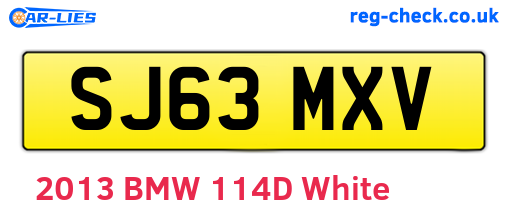 SJ63MXV are the vehicle registration plates.