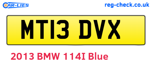 MT13DVX are the vehicle registration plates.