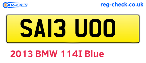 SA13UOO are the vehicle registration plates.