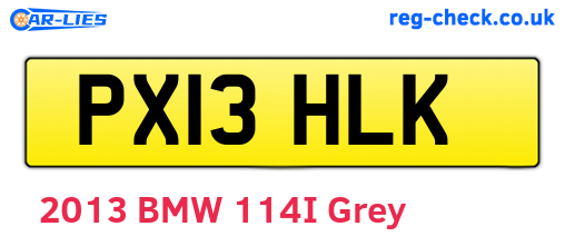 PX13HLK are the vehicle registration plates.
