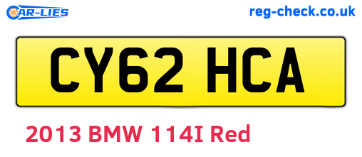 CY62HCA are the vehicle registration plates.