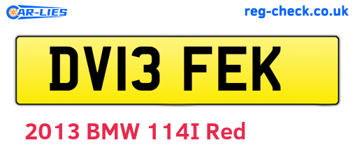 DV13FEK are the vehicle registration plates.