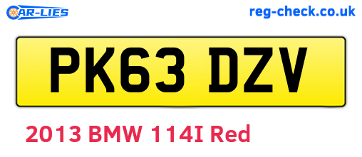 PK63DZV are the vehicle registration plates.
