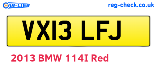 VX13LFJ are the vehicle registration plates.