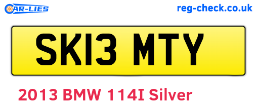 SK13MTY are the vehicle registration plates.