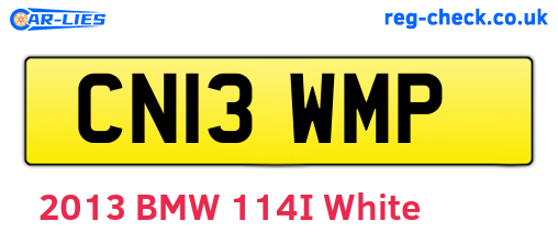 CN13WMP are the vehicle registration plates.